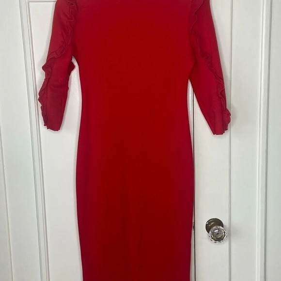 Zara Trafaluc dress in Red tight body  hugging sexy dress date night, frills - Picture 15 of 15